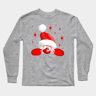 Funny Santa and Reindeer Cartoon Long Sleeve T-Shirt